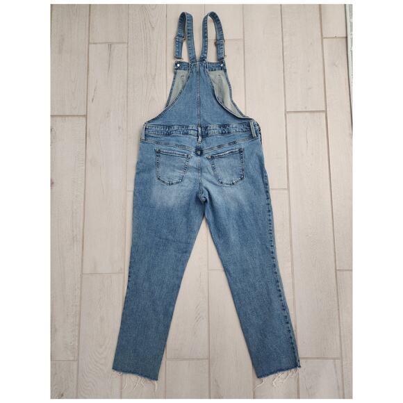 ISABEL MATERNITY Denim Overalls Raw Edge Hem Stretchy Size 4 Small Adjustable - Picture 3 of 6